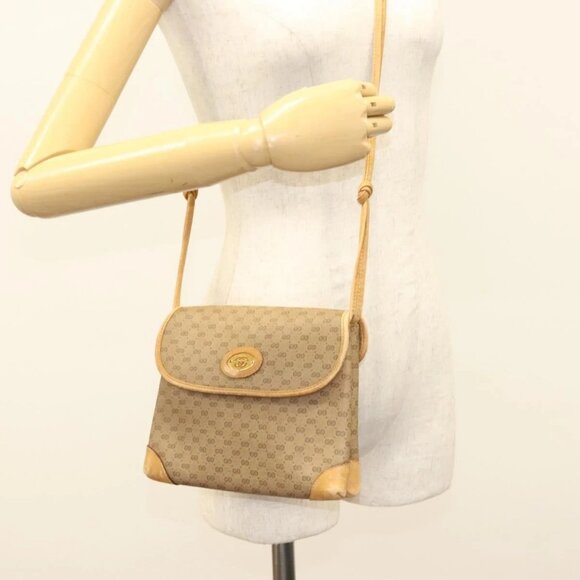GUCCI Micro GG Supreme Shoulder Bag PVC Beige Gold - Picture 1 of 16